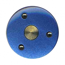 Bouton en polyester bleu avec base mtallise or en 23 et 28 mm