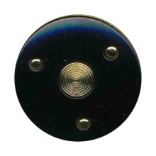 Bouton en polyester noir avec base mtallise or en 19,23,28 mm