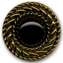 Bouton mtallis vieil or avec centre noir en 36 mm