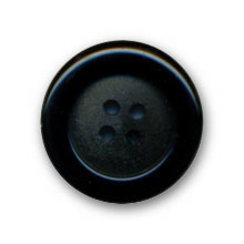 Bouton en polyester noir bord brillant fond satin 14,18,22 mm