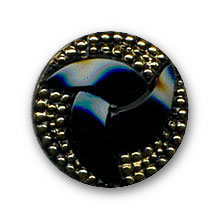 Bouton en verre noir et or en 18 et 23 mm