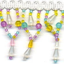 Frange de 6 cm en perles multicolores pour abat-jour