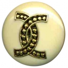 Bouton métallisé vieil or avec laque blanc cassé en 19 et 23 mm