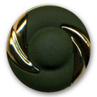 Bouton métallisé or et nylon façon velours vert en 19,23,28 mm